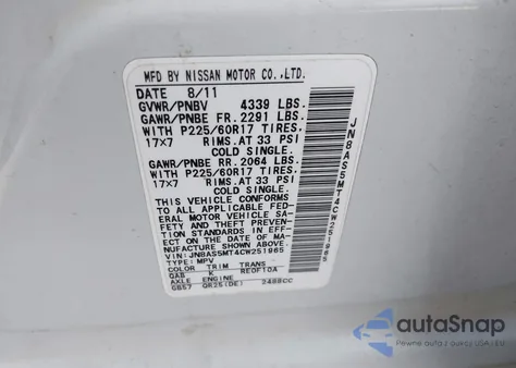 2012 Nissan Rogue Sv from USA, damaged, VIN JN8AS5MT4CW251965